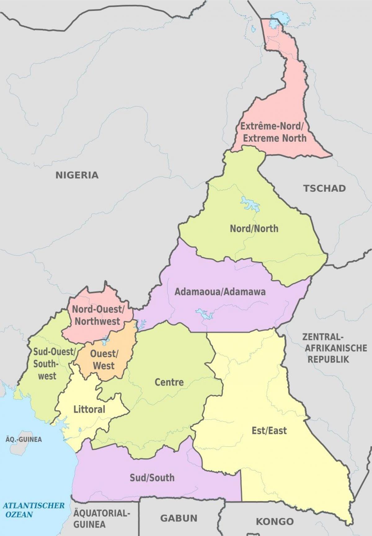 Žemėlapis administracinės Kamerūnas