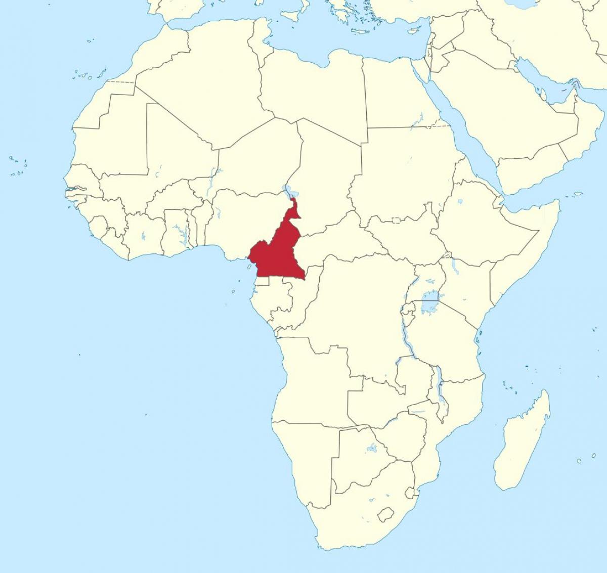 Žemėlapis Kamerūnas vakarų afrikoje.