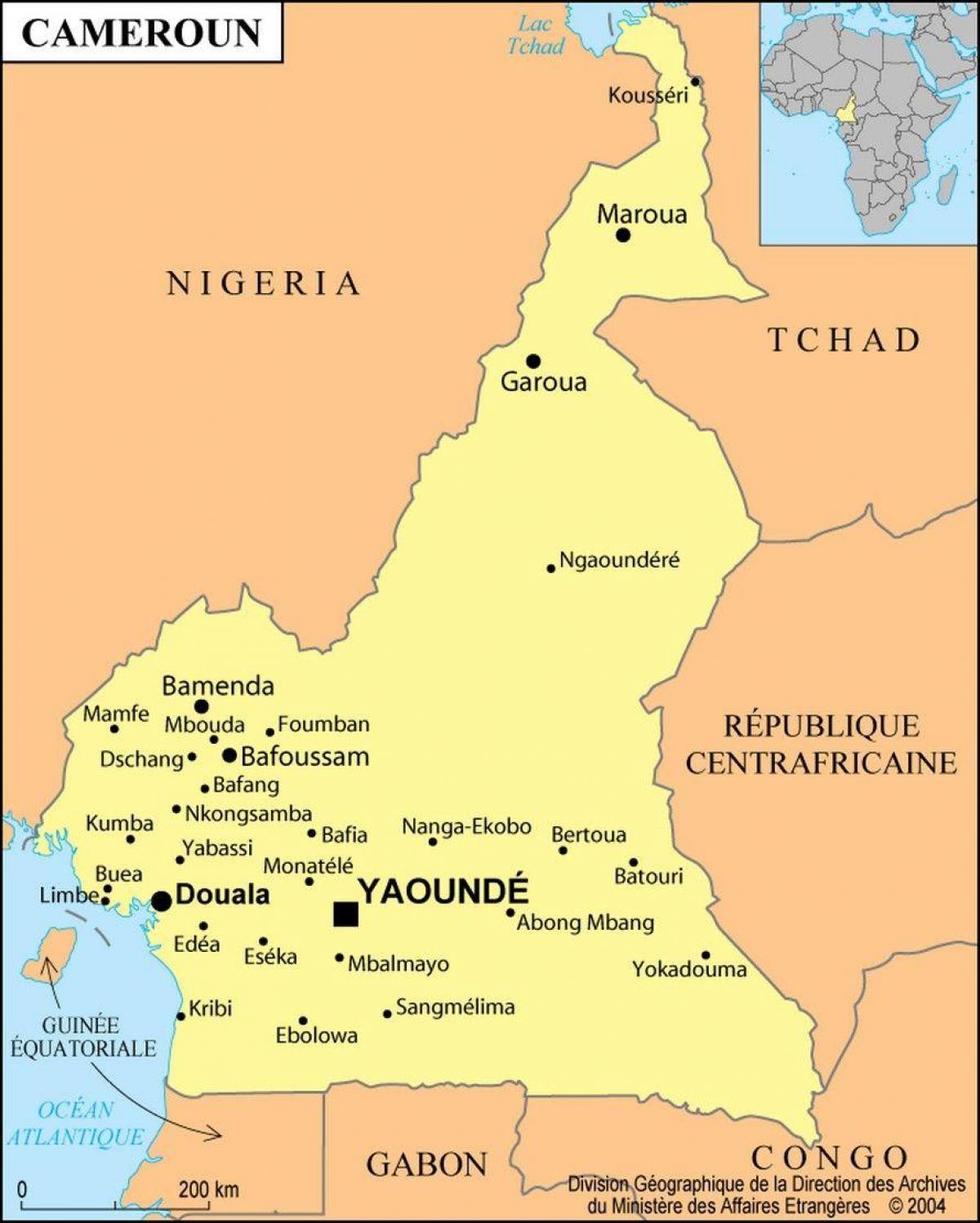 Žemėlapis Kamerūno dualos