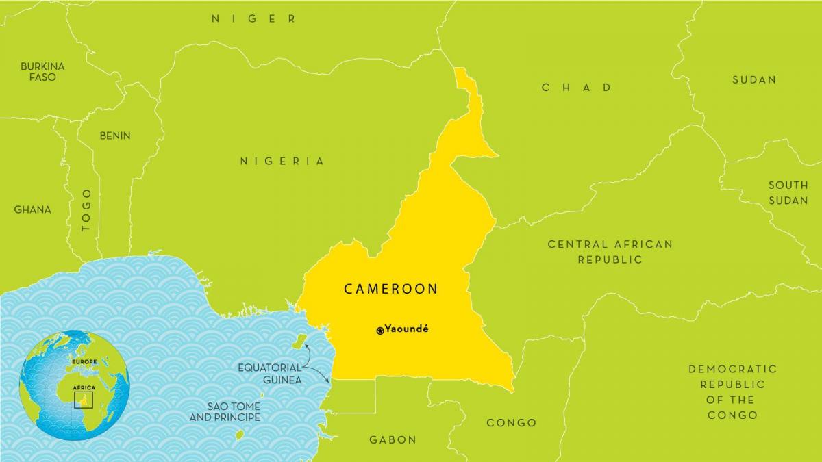 žemėlapis Kamerūno ir aplinkinių šalių