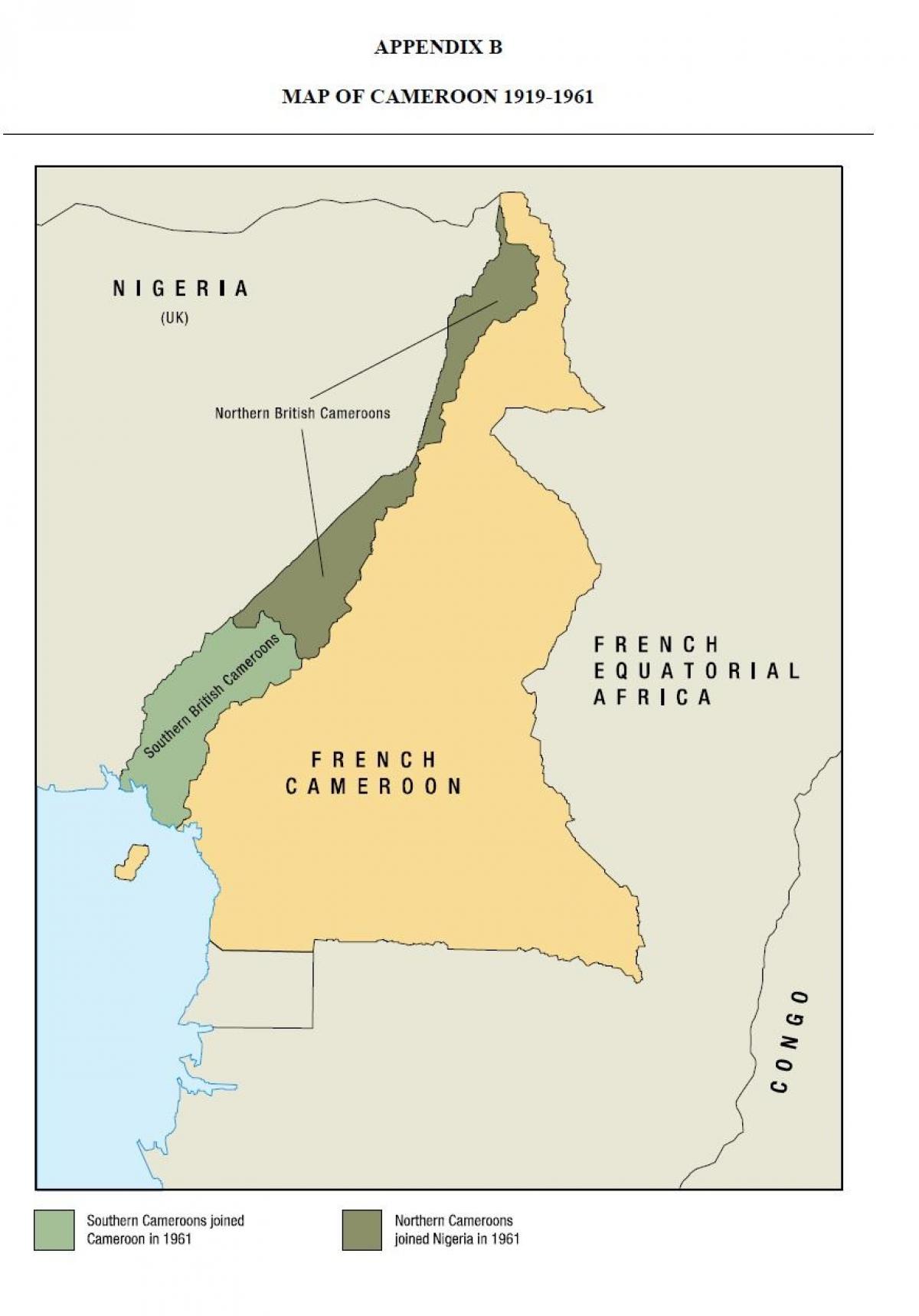 Žemėlapis uno valstybės Kamerūno