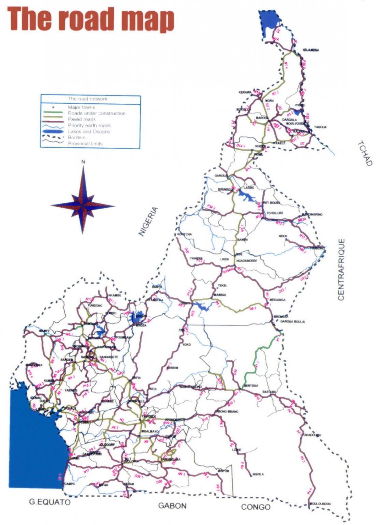 Žemėlapis Kamerūnas kelių