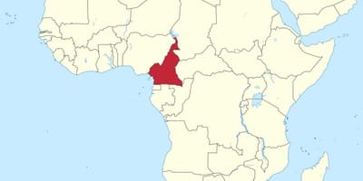 Žemėlapis Kamerūnas vakarų afrikoje.